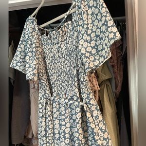 Blue and cream jumpsuit